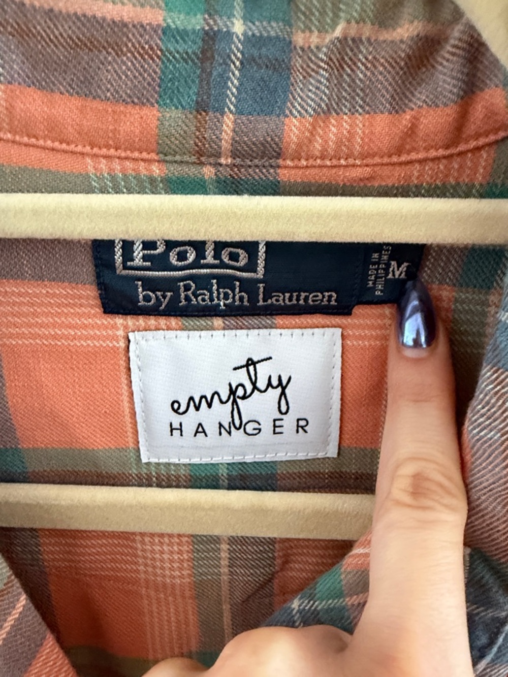 Ralph Lauren Orange Plaid Western Patch Flannel Shirt - Picture 3 of 5